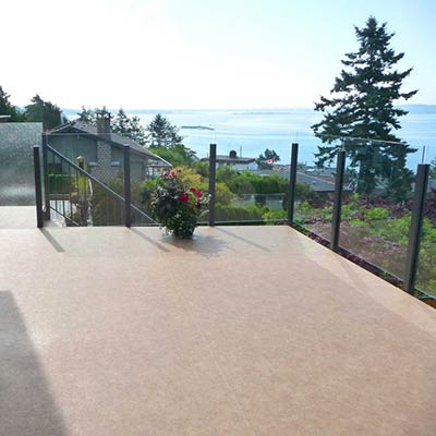 Topless Glass Railing System Combining Clear and Frosted Glass